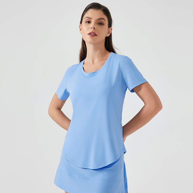 Women's versatile sports top with slim fit and fitness short sleeves Sinatra Blue