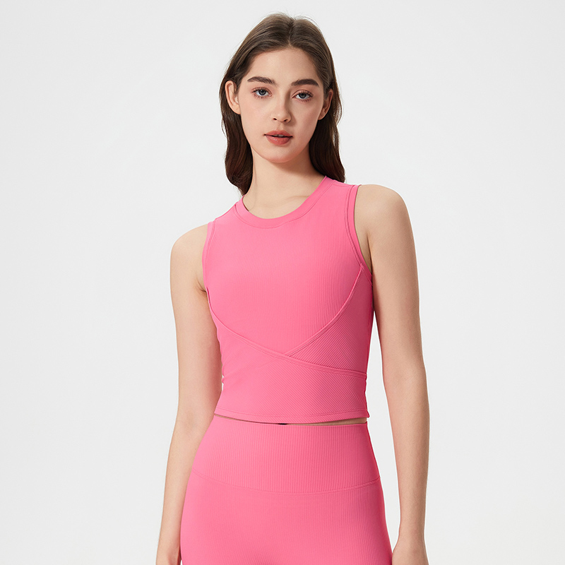 Women's yoga clothes gathered together, shockproof running and fitness vest Cherry Blossom