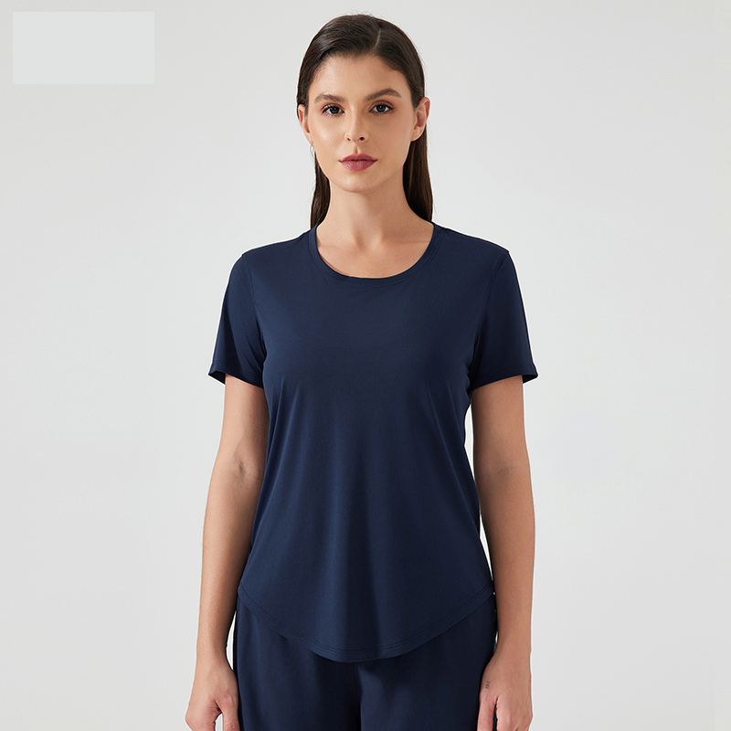 Women's versatile sports top with slim fit and fitness short sleeves Deep Blue
