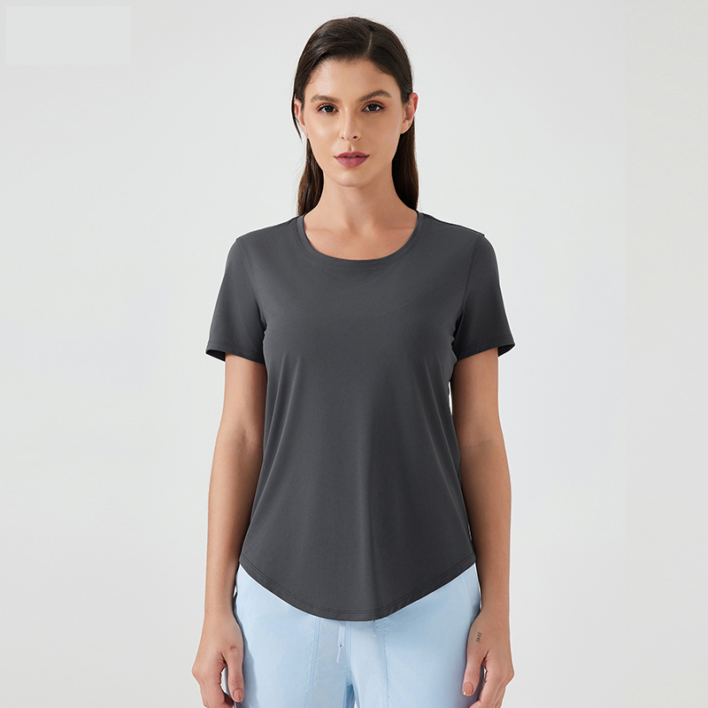 Women's versatile sports top with slim fit and fitness short sleeves Graphite grey