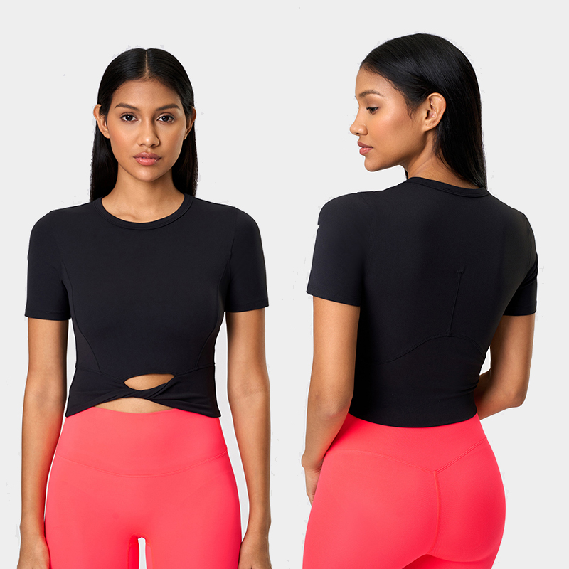 Women's yoga suit top short sports short sleeved t-shirt