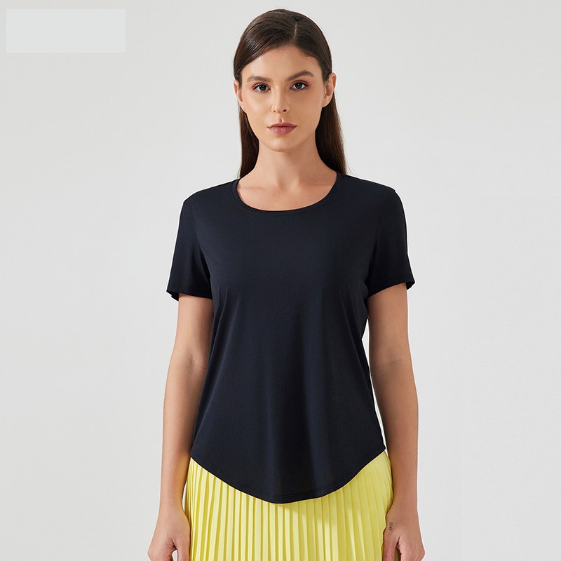 Women's versatile sports top with slim fit and fitness short sleeves Black
