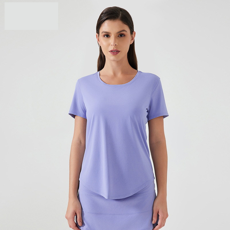 Women's versatile sports top with slim fit and fitness short sleeves Yelan Purple