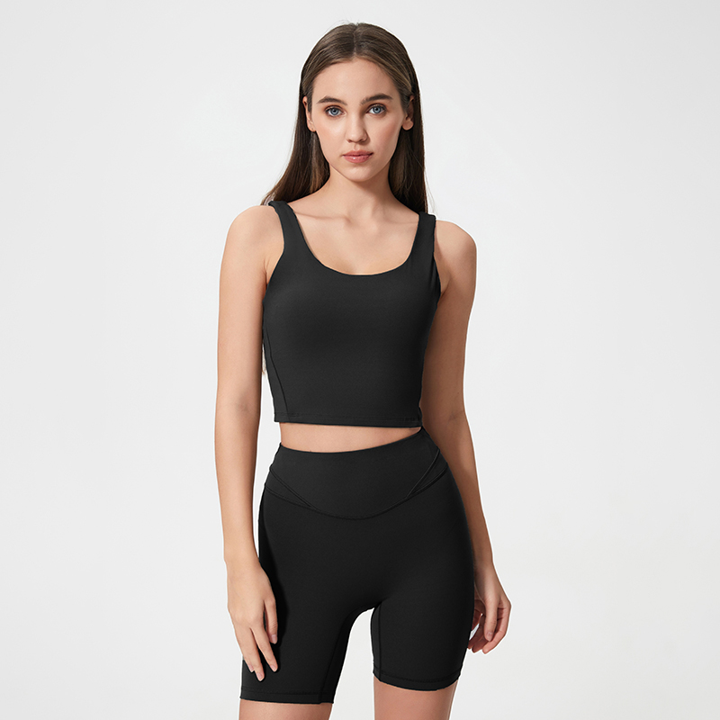 Women's fitness sports vest breathable yoga vest style bra Black  