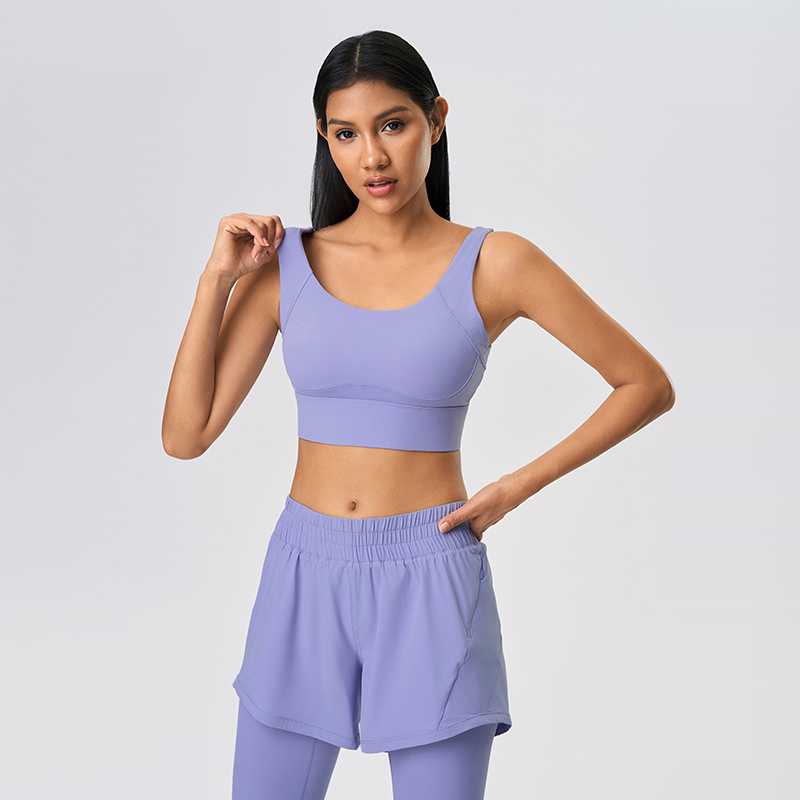 Women's yoga bra shockproof and anti sagging four row buckle sports bra Yelan Purple  