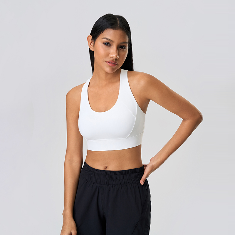 Women's yoga bra with adjustable buckle sports bra, high-strength fitness vest White  