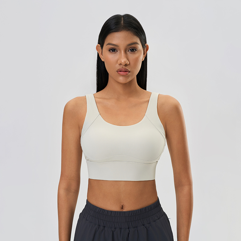 Women's yoga bra shockproof and anti sagging four row buckle sports bra Bone White  